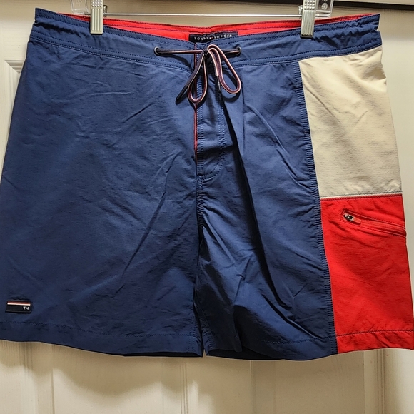 Tommy Hilfiger Swim Trunks Men's XL Shorts Red White Blue Nylon America - Picture 1 of 7